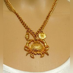 Sealife Seashell Electroplated Gold Necklace